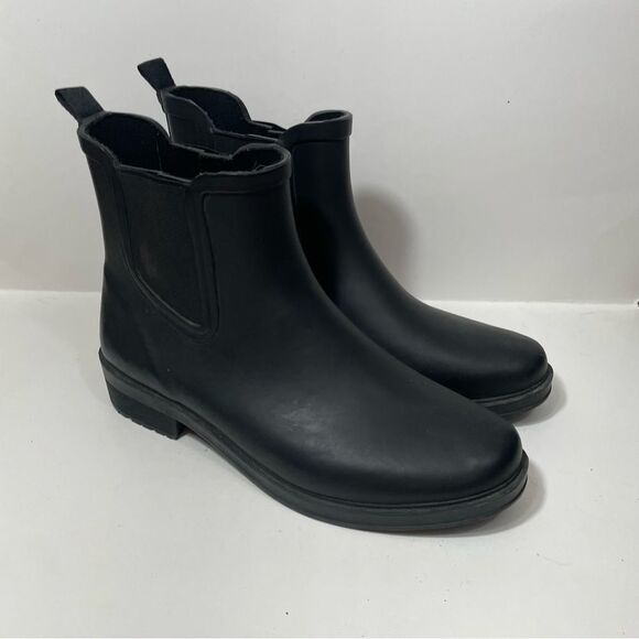 J. Crew Black Waterproof Rain Ankle Boots - Picture 2 of 9